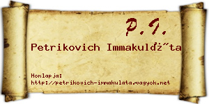 Petrikovich Immakuláta névjegykártya